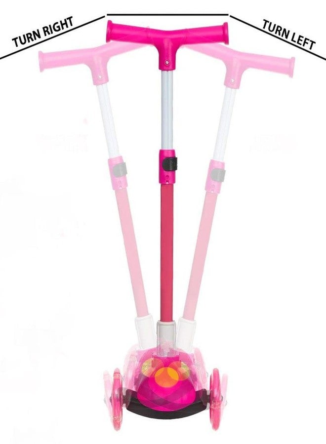 Plutofit Height Adjustable Foldable Super Scooter for Kids with LED Wheels, Pink - Image 3